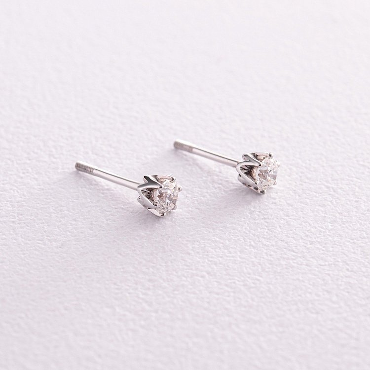 Золотые серьги - пусеты с бриллиантами сб0399 от ювелирного магазина Оникс