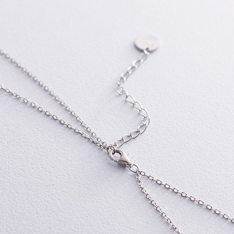 Подвійне срібне кольє "Метелики" з фіанітами 18954 від ювелірного магазину Онікс - 3