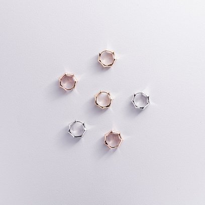 Серьги - кольца "Selesta" в красном золоте с09015 №7