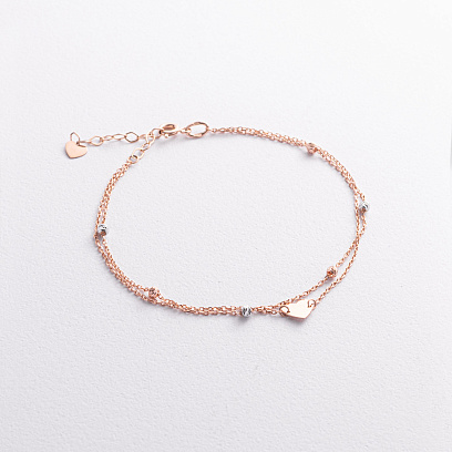 Двойной золотой браслет "Сердечко" б05840