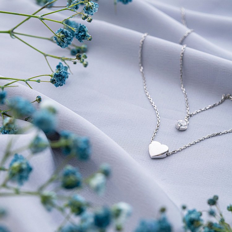 Золоте подвійне кольє "Серце" (фіаніт) кол01039 від ювелірного магазину Онікс