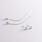 Срібні сережки - протяжки з фіанітами 123097 от ювелирного магазина Оникс - 3
