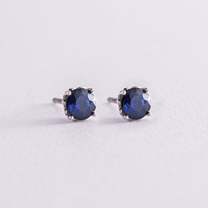 Золоті сережки - пусети "Наель" з сапфірами 22620