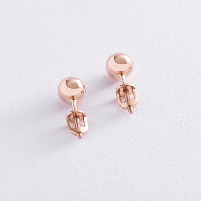 Золоті сережки - пусети "Кульки" (0.6 см) с06934 №6