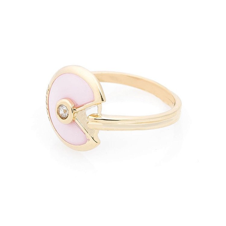 Золотое кольцо (керамика, фианит) к05418 от ювелирного магазина Оникс - 2