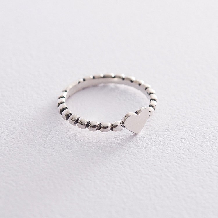 Серебряное кольцо "Сердечко" 112269 от ювелирного магазина Оникс - 1