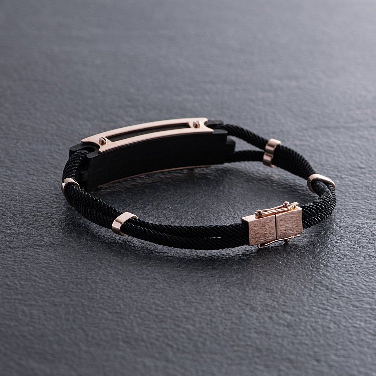 Шовковий браслет "Карта України" із золотими вставками (ебен) 1248 від ювелірного магазину Онікс - 2