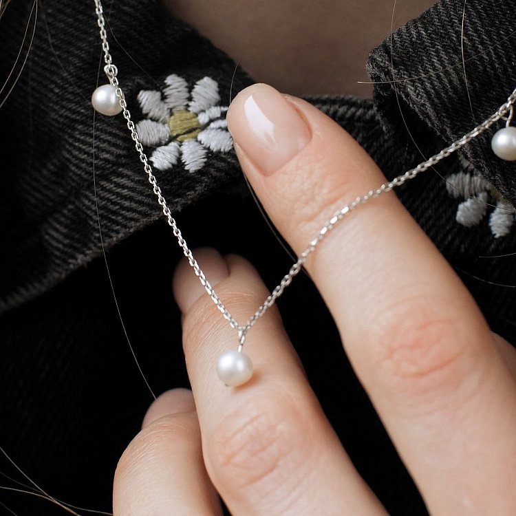 Кольє з перлиною (біле золото) кол02400 від ювелірного магазину Онікс - 1