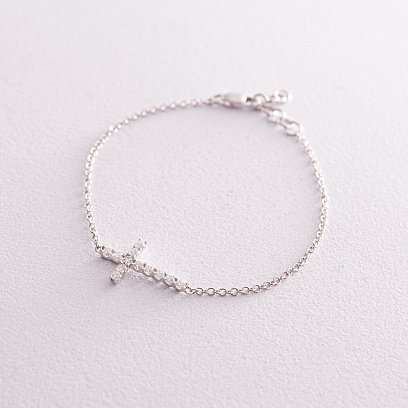 Золотий браслет "Хрестик" з діамантами бб0033cha