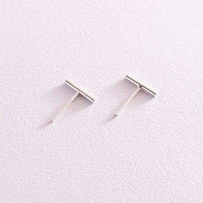 Серебряные серьги-пусеты в стиле минимализм 122489 №15