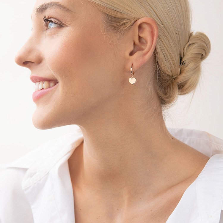 Золотые серьги - пусеты "Сердечки" с07332 от ювелирного магазина Оникс - 1