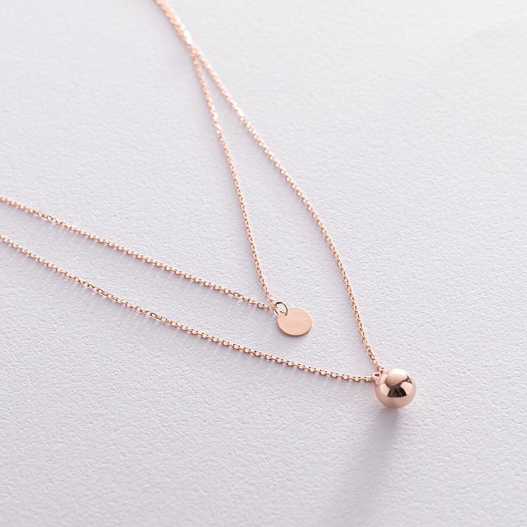 Двойное золотое колье "Шар и монетка" кол01860 от ювелирного магазина Оникс