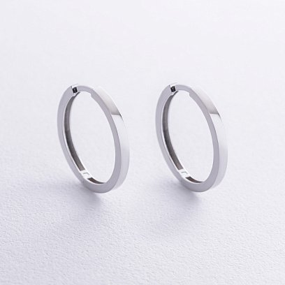 Серьги - кольца в белом золоте с08763