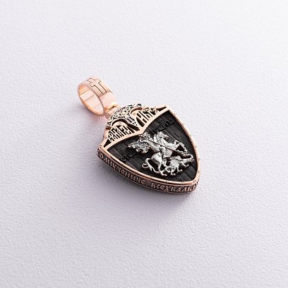 Золотой кулон "Св. Георгий Подебедоносец" с эбеновым деревом 974з №5