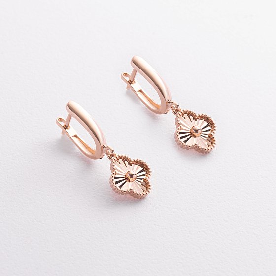 Сережки "Конюшина" в червоному золоті с09475