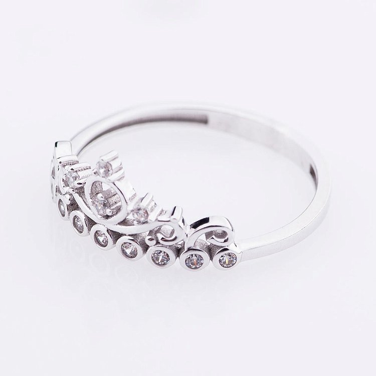 Золота каблучка "Корона" з фіанітами к04620 від ювелірного магазину Онікс - 1