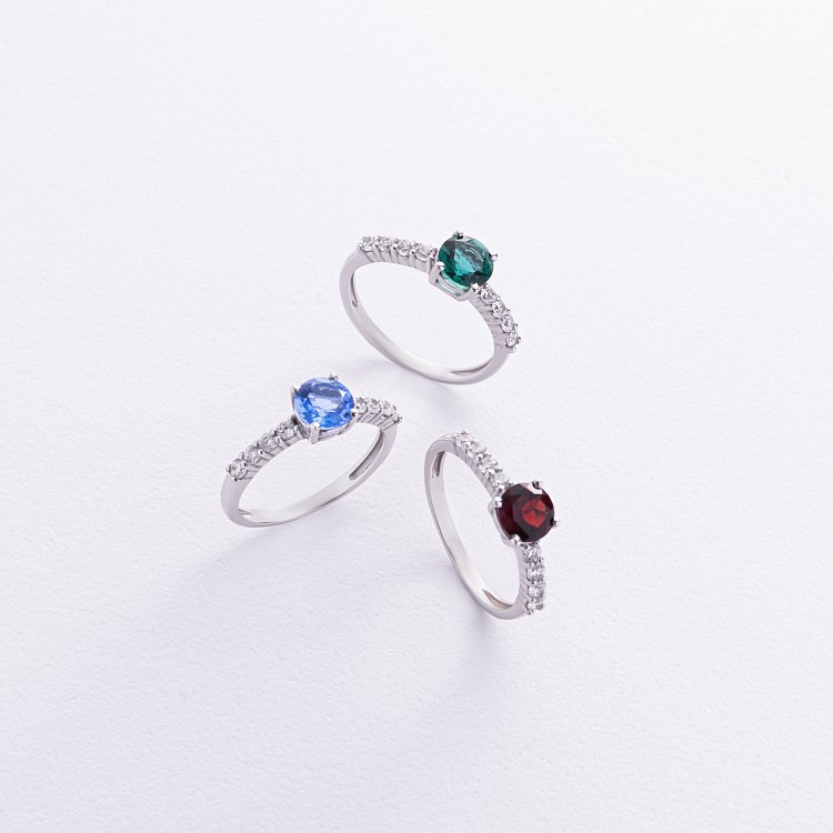 Срібна каблучка з синт. танзанітом та фіанітами 1846/1р-QTANZ від ювелірного магазину Онікс - 2