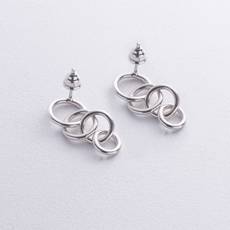 Срібні сережки-пусети "Рішучість" 122592 від ювелірного магазину Онікс - 3