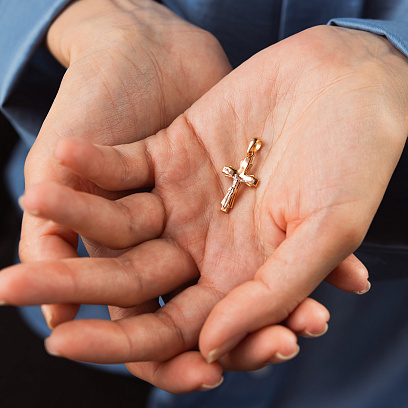 Золотой крестик "Распятие" п04083 №2