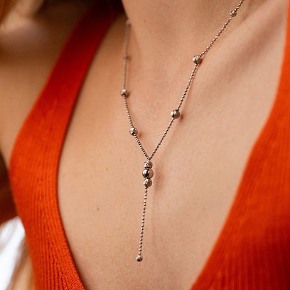 Серебряное колье "Шарики" 181089 №3