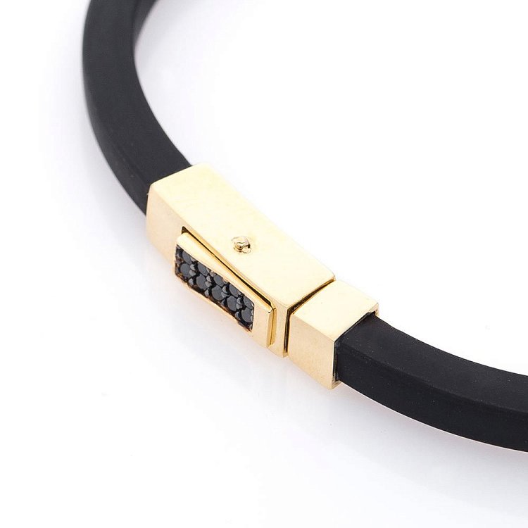 Каучуковий браслет із золотою застібкою (фіаніт) б03876 від ювелірного магазину Онікс - 2