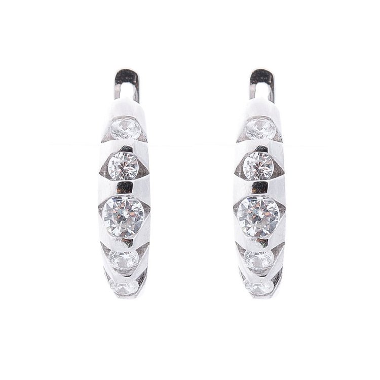 Срібні сережки з фіанітами 122231 від ювелірного магазину Онікс - 1