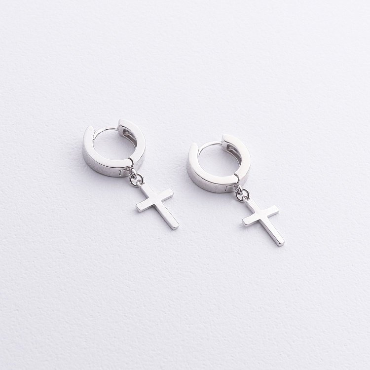 Срібні сережки "Хрестики" 123425 від ювелірного магазину Онікс