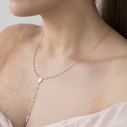 Золотое колье "Розарий" с крестиком и ладанкой кол01154 №2