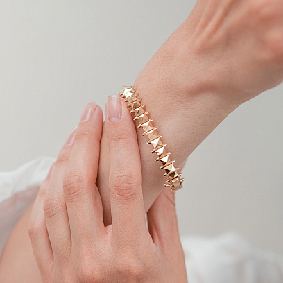 Жесткий браслет "Clara" в красном золоте б05584 №8