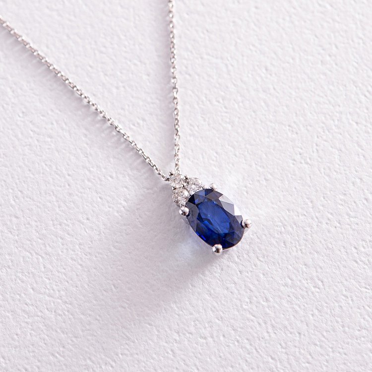 Золоте кольє з діамантами і сапфіром колб0080z від ювелірного магазину Онікс - 5