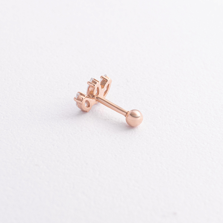 Одиночная золотая серьга в хрящ ушка (фианиты) з40034к от ювелирного магазина Оникс - 2