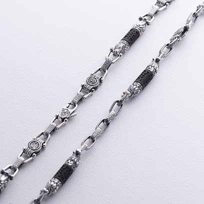 Мужская серебряная цепочка "Волки" с эбеновым деревом 1253 №6