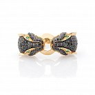 Золотое кольцо "Две пантеры" (фианиты) к05151 от ювелирного магазина Оникс - 2
