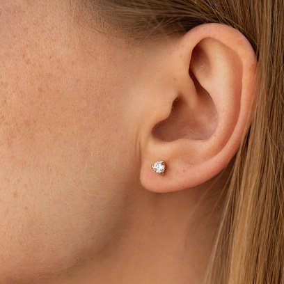 Золотые серьги - пусеты (фианиты) с01569 №14