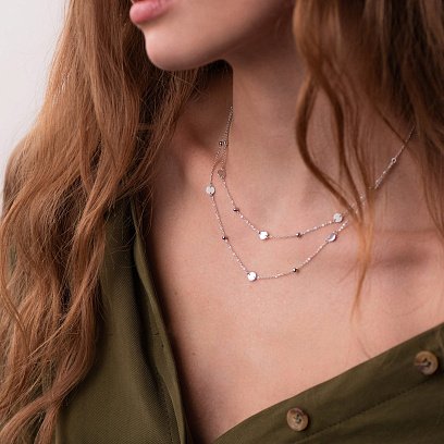 Кольє з монетками в білому золоті 860402В №2