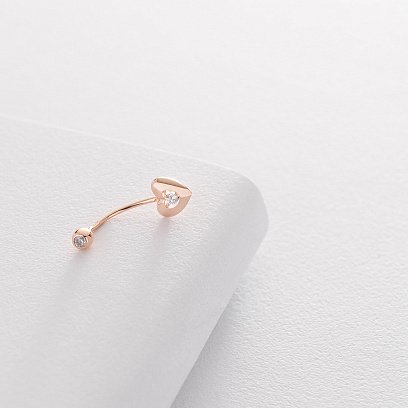 Золотий пірсинг в пупок "Сердечко" (фіаніт) пир00227
