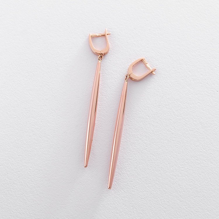 Висячие серьги из красного золота с06341 от ювелирного магазина Оникс