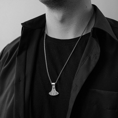 Серебряный кулон - топор "Шлем ужаса"  7044 №2