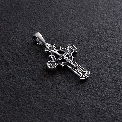 Срібний хрестик "Спаси і Збережи" з чорнінням 132476