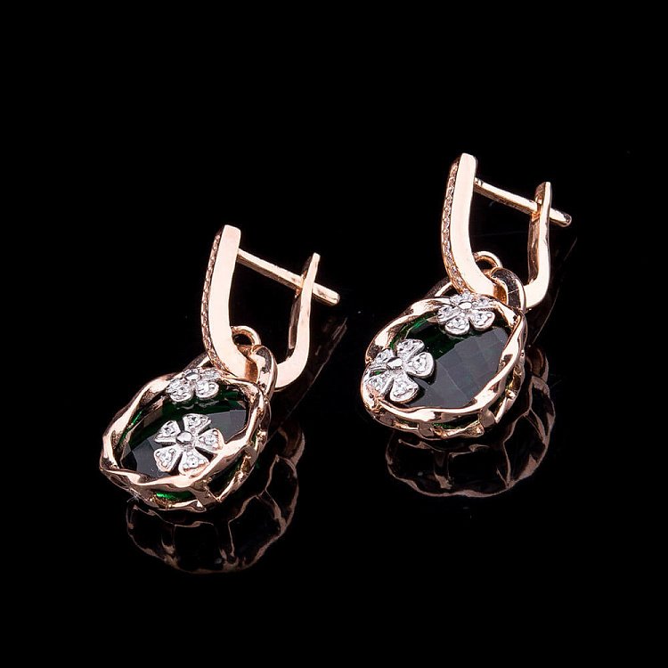 Золоті сережки з фіанітом с03943 від ювелірного магазину Онікс - 1