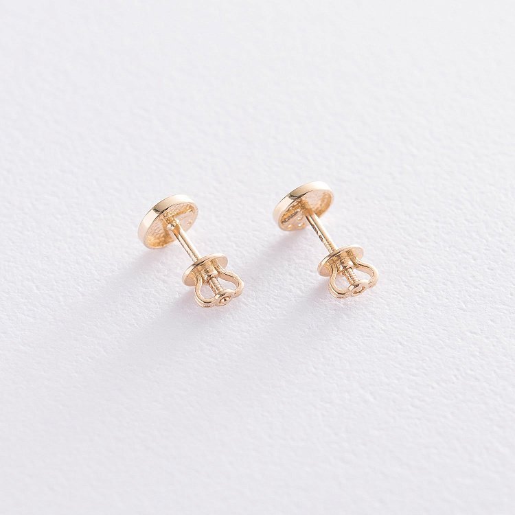 Золоті сережки-пусети з фіанітами с06765 від ювелірного магазину Онікс - 2