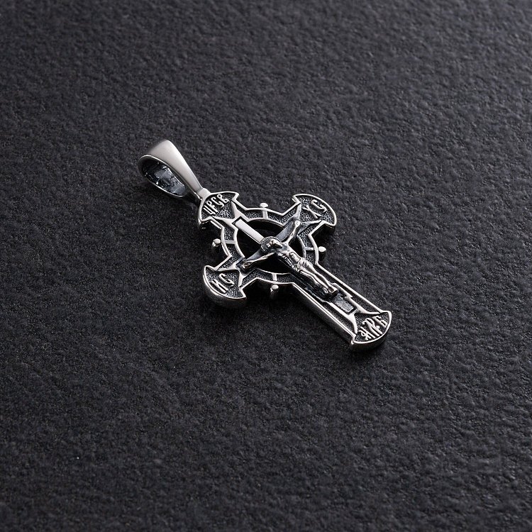 Срібний хрестик "Спаси і Збережи" з чорнінням 132476 від ювелірного магазину Онікс