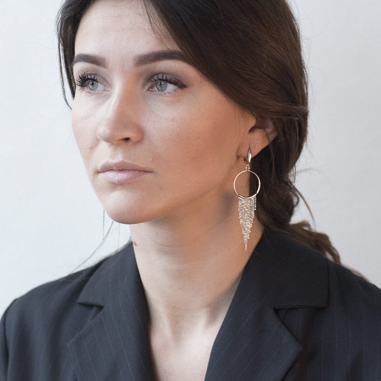 Серебряные серьги на английской застежке 122122 от ювелирного магазина Оникс - 4