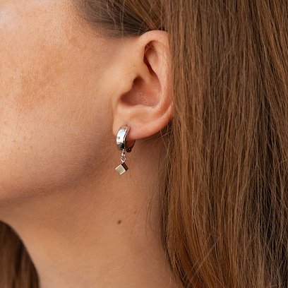 Сережки "Кубики" у білому золоті с08902 №2
