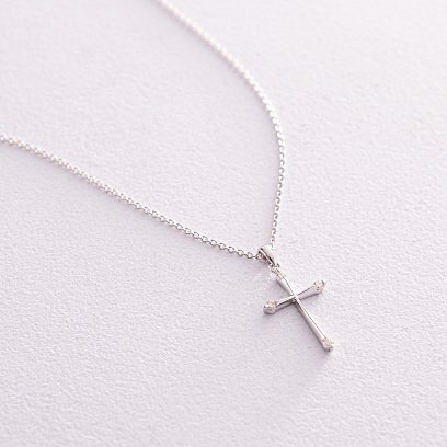 Золоте кольє "Хрестик" з діамантами колб0016ca