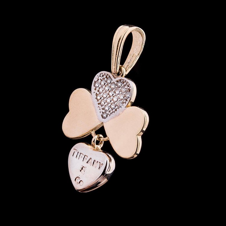 Ексклюзивна золота підвіска "Конюшина" з фіанітами п02143 від ювелірного магазину Онікс