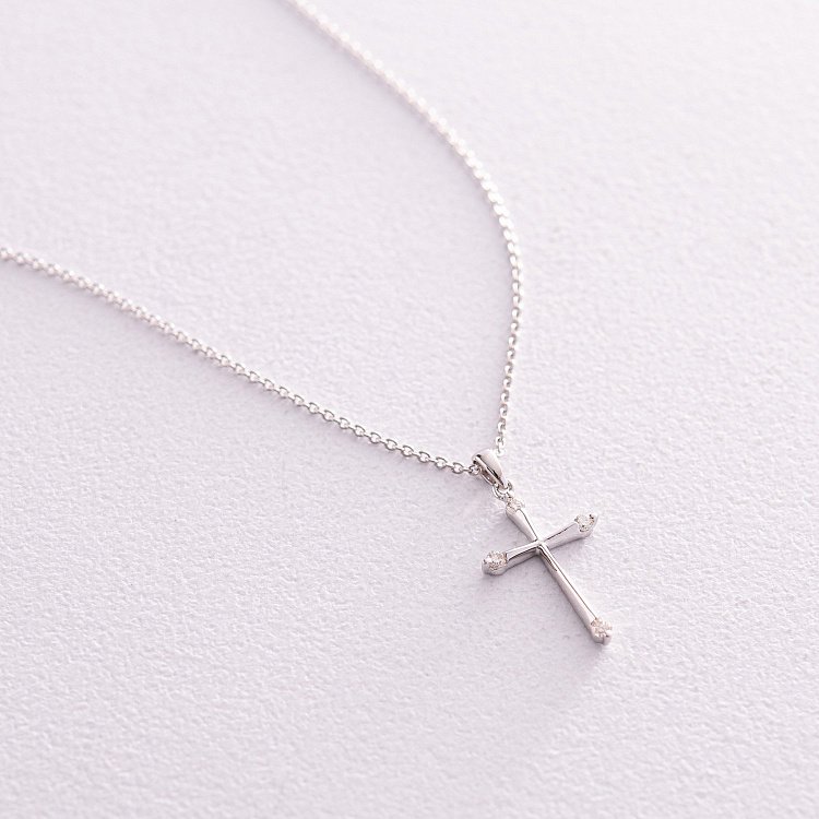 Золоте кольє "Хрестик" з діамантами колб0016ca від ювелірного магазину Онікс