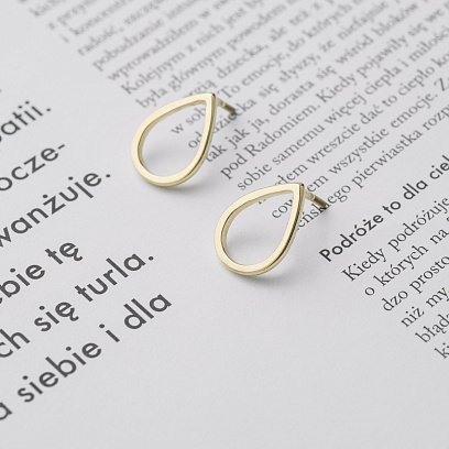 Серьги-пусеты "Большие капельки" в желтом золоте 1.7*1.2 см с06316 №10