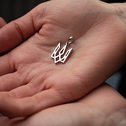 Подвеска "Герб Украины - Тризуб" в белом золоте п03719 №2