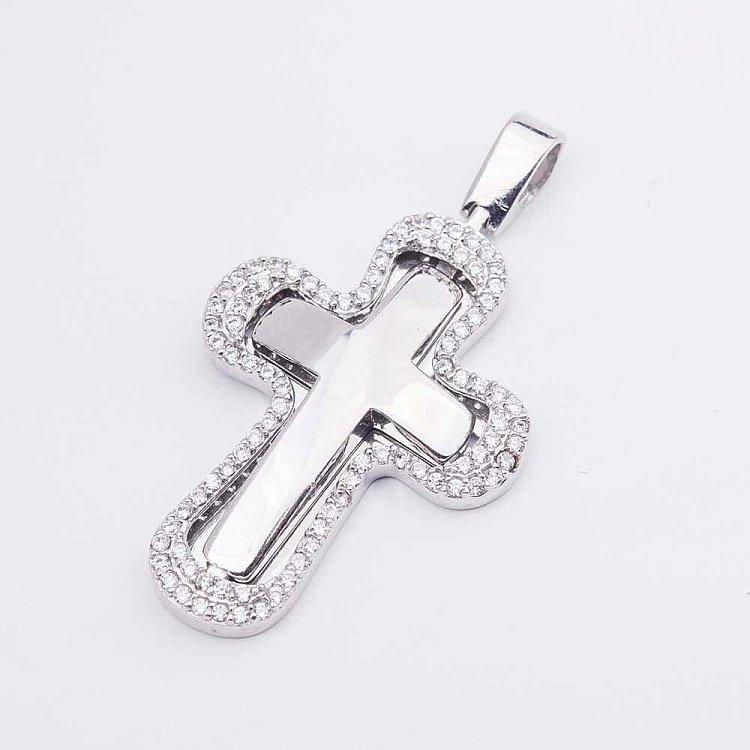 Золотий хрестик з фіанітами п02253 від ювелірного магазину Онікс - 2